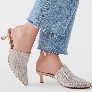 Lauren Lorraine Sparkling Gold Kitten Heel Mules
